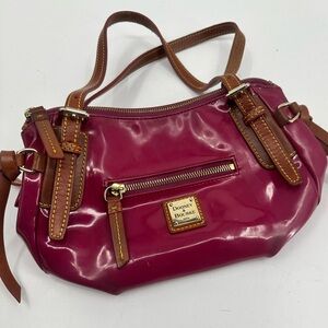 Dooney & Bourke Magenta Patent Leather Double Handle Zipper Closure Shoulder Bag